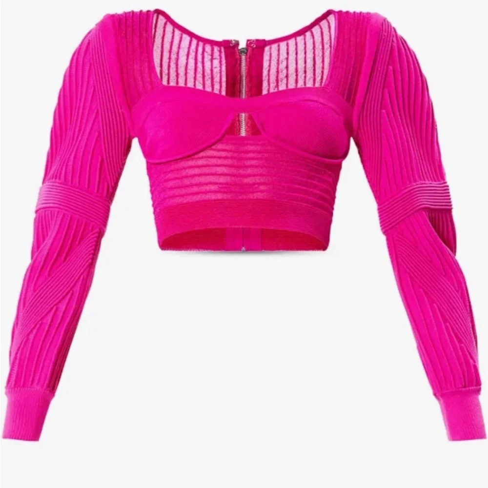 ❌SOLD❌ Herve Leger MIXED GAUGE BUSTIER CROP TOP - Picture 1 of 3